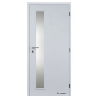 Dveře Vertika 80L lamino bílá, sklo průhledné